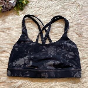 Lululemon Luxtreme Energy Bra Shibori Magnum Black sz 2